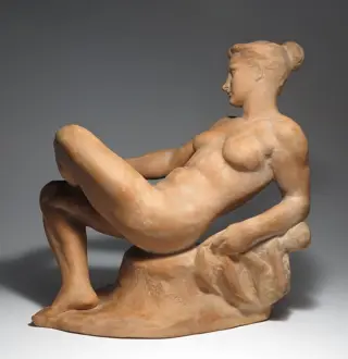 Jeno Grantner (1907-1983) - Sculptuur van een liggende dame