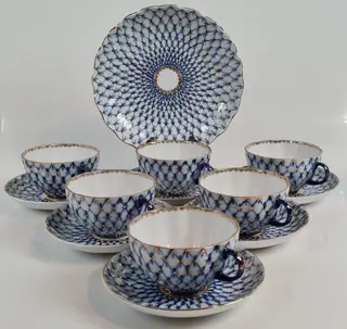 Lomonosov Imperial Porcelain Factory - Theeservies voor 6 -