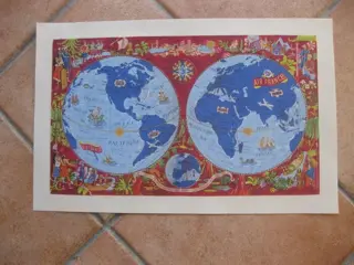 Lucien Boucher - planisphére Air France"sur les ailes d Air