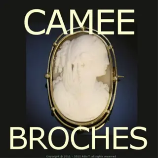 Handelaar verkoopt antieke camee broches.