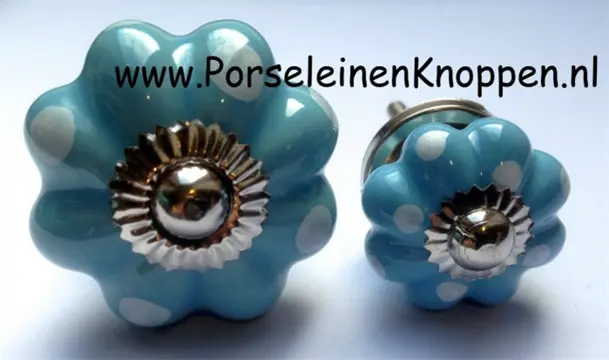 Blauw met witte stippen kastknopje, kastknoppen met stipjes
