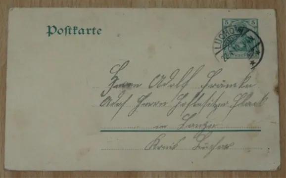 Briefkaart, Duitsland, met dagstempel, 1910.