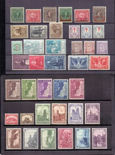 België 1920/1934 - 12 Volledige uitgiften met Landschappen en Kathedralen