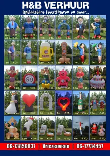 Feest ? huur opblaasbare figuren voor kinderen + volwassenen