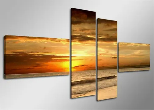 Nieuw canvas schilderij 4-luik Beautiful Sunset 160 x 70 cm