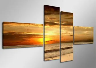 Nieuw canvas schilderij 4-luik Beautiful Sunset 160 x 70 cm
