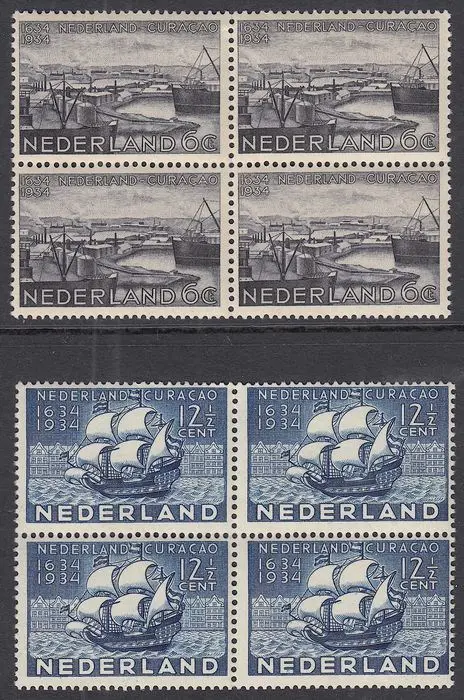 Nederland 1934 - Curaçao, in blokken van vier - NVPH 267/268