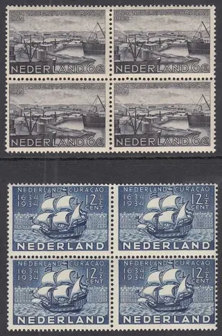 Nederland 1934 - Curaçao, in blokken van vier - NVPH 267/268