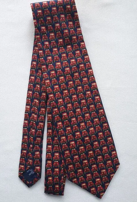 Kleding - Elegant Ettore Bugatti dark blue tie with red