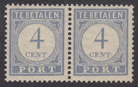 Nederland 1912 - Portzegel, in paar met plaatfout I i.p.v. L van betalen - NVPH P49Abf