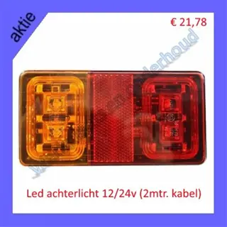 Led achterlicht 12/24v (2mtr. kabel) weekaanbieding