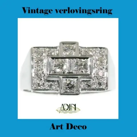 Art Deco verlovingsring met diamanten.