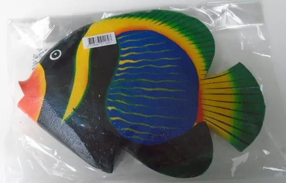 HOUTEN VIS 25 CM Nr 2 ZWART BLAUW NIEUW