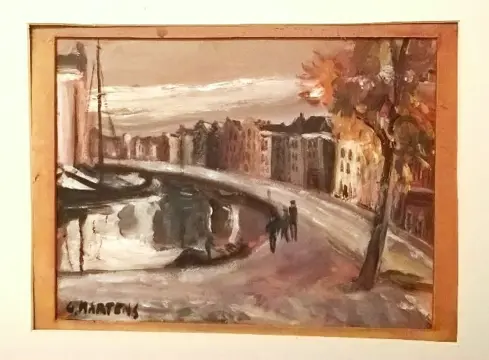 G Martens stadsgezicht olieverf