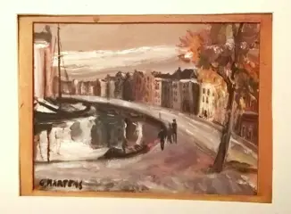 G Martens stadsgezicht olieverf