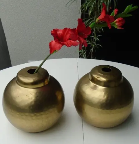 KOPEREN POTTEN VOOR KUNSTBLOEMEN 2 STUKS