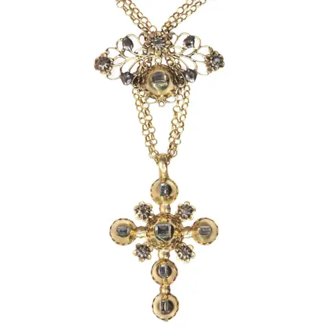 Divine Radiance: 1730s Gold Cross Pendant