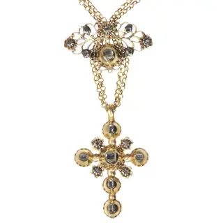 Divine Radiance: 1730s Gold Cross Pendant
