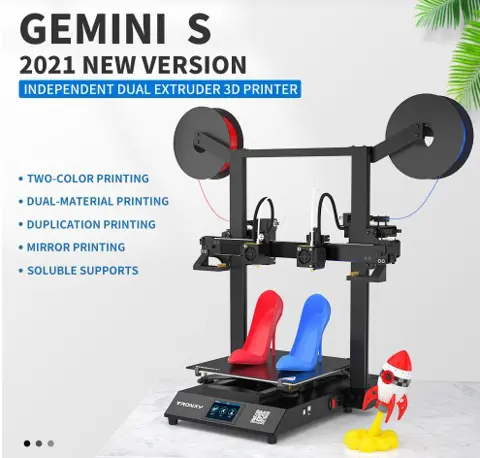 Tronxy Gemini S Dual Extruder 3D Printer Support Soluble