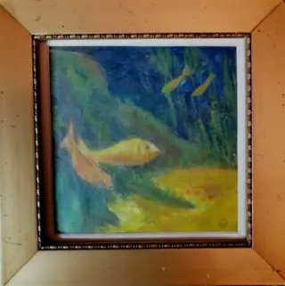 Vissen olieverf op doek