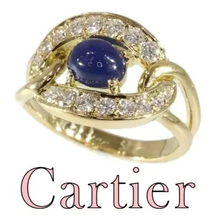 Vintage luxury CARTIER ring with sapphire and diamonds