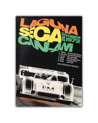 Poster/prent - 1972 Porsche Laguna Seca CAN-AM Poster -