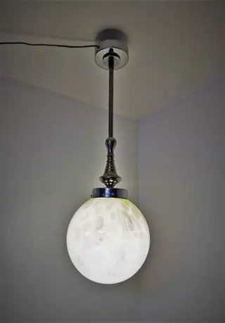 Art Deco glazen Schoollamp stanglamp