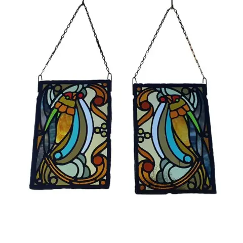 Set Art Nouveau Raamhangers Glas in Lood