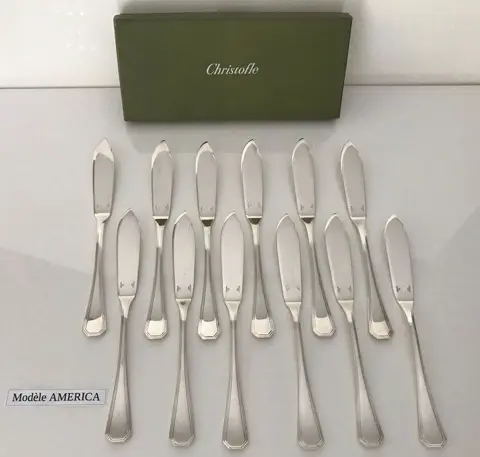 Christofle - Vis messen (12) - Verzilverd - America