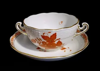 Herend - Apponyi oranje soepkop en bord - Porselein