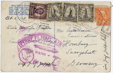 Verenigde Staten van Amerika 1928 - Zeppelin LZ 127 : America Flight : America Flight : Card Bethel NY to Saargebiet via Friedrichshafen - Michel 8 A a - Sieger 22 a