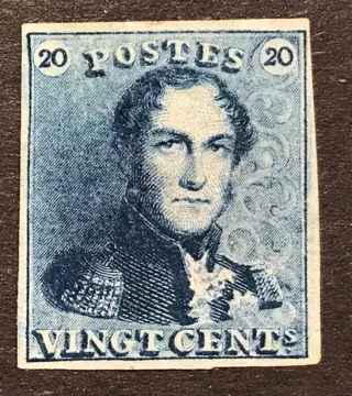 België 1849 - Leopold I Epaulet 20 centimes - Luxe Marges - OBP 2A