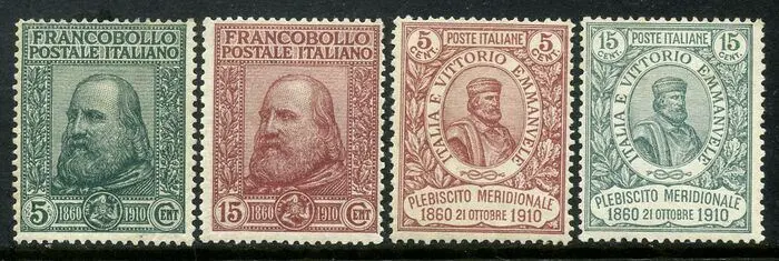Koninkrijk Italië 1910 - Garibaldi, 4 values with good centring - Sassone 87/90