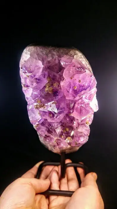 Druzen - Cluster - Violet Amethyst on Metal stand - 21×9×7