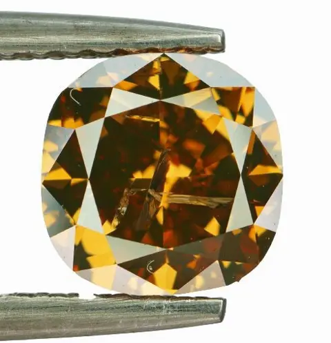 Diamant - 1.61 ct - Cushion - Natural Fancy Deep Yellowish