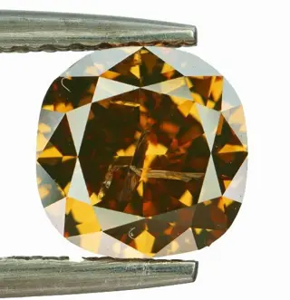 Diamant - 1.61 ct - Cushion - Natural Fancy Deep Yellowish