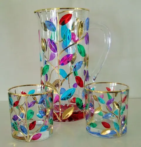 Vetreria Zecchin - Set van een karaf en twee glazen met de