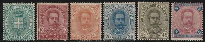 Koninkrijk Italië 1891/96 - Umberto 3rd issue, complete mint set with expert’s report - Sassone S.8