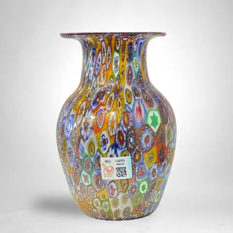 Millefiori murrine vaas en bladgoud - Glas