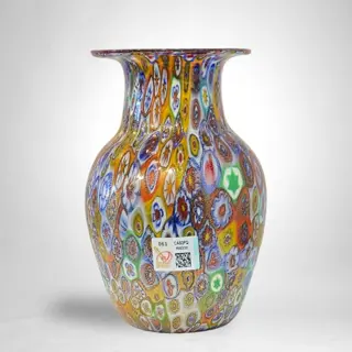 Millefiori murrine vaas en bladgoud - Glas