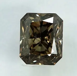 Diamant - 0.52 ct - Radiant - Natural Fancy Brownish Yellow