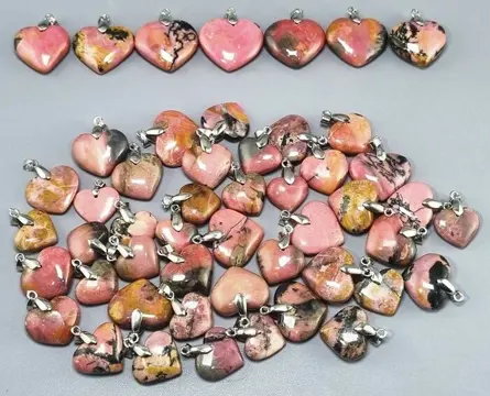 Rhodoniet Diep roze hart Hangers - 33×11×30 mm - 624 g -