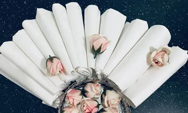 Oude ceremoniële dienst 12 damasten servetten (12) - Damask