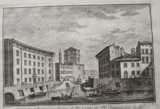 Italië, Toscana, Livorno; Bartolomeo Nerici - Veduta della Venezia Nuova dalla parte dei PP Domenicani di Livorno - 1781-1800