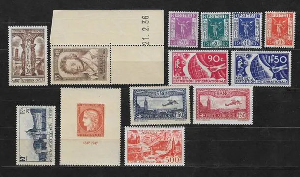 Frankrijk - Lovely lot of semi-modern stamps, mint** - Yvert n°302, 310, 322 à 327, 379, 841, poste aérienne n°5, 6 et 27