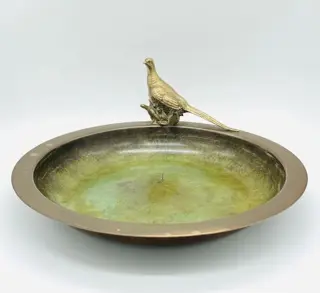 Grote Art Deco bronzen schaal met fazant