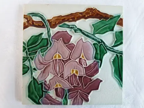 Hemixem - Art Nouveau tegel (15,2 x 15,2 cm) met daarop