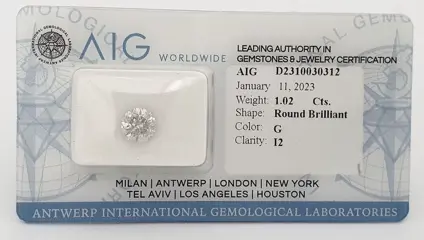Diamant - 1.02 ct - Briljant - G - P2, ** NO RESERVE PRICE