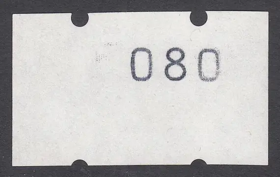 Nederland 1989 - Automaatstrook Klussendorf, Proef met waarde 80 cent en transportgaatjes - NVPH AU9