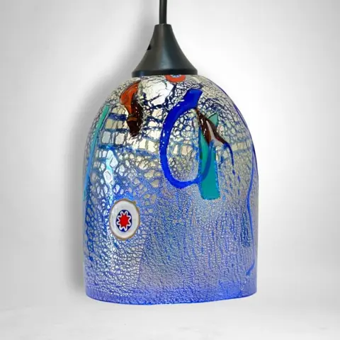 Filippo Maso - Murano - Hanglamp, Blauwe lamp met gekleurde